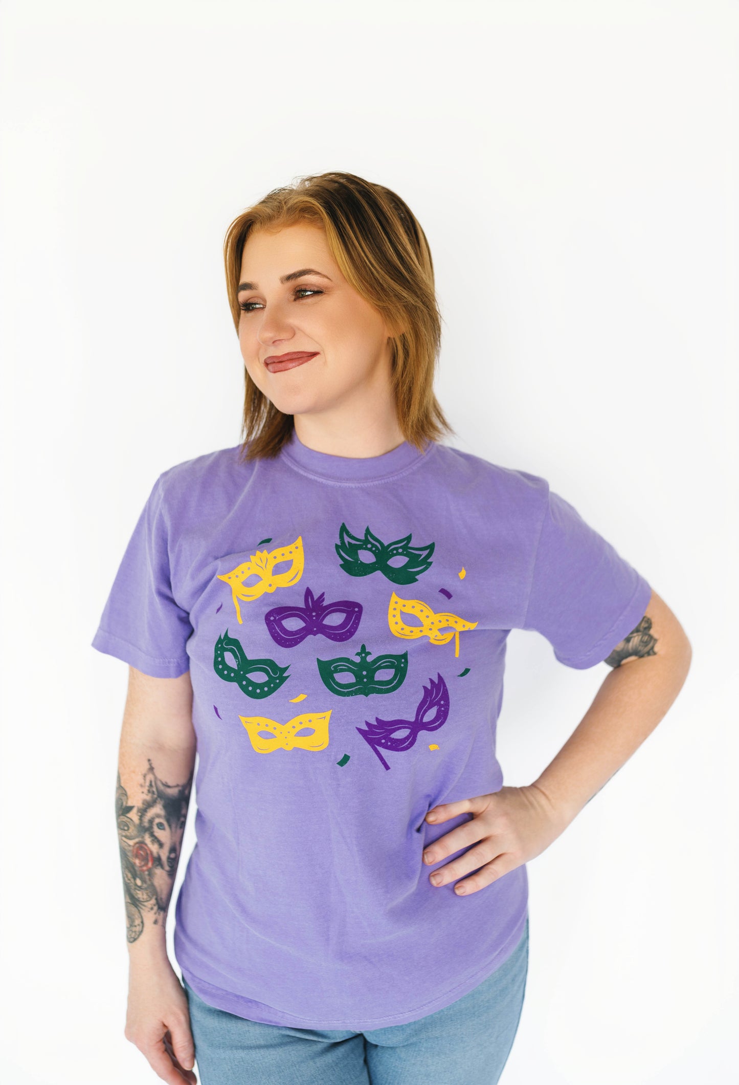 short sleeve purple mardigras t-shirt